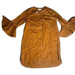 Women’s Mini Dress in Burnt Orange with Bell Sleeves